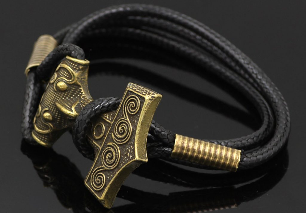 Leather Adjustable Viking Norse Odin Thors Bracelet