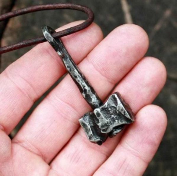 Viking Black Thor Hammer Pendant Necklace