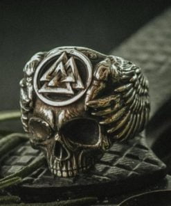 Viking Rune Crow Skull Ring
