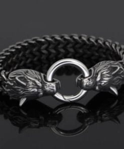 Nordic Celtic Wolf Bracelet Viking Double Wolf