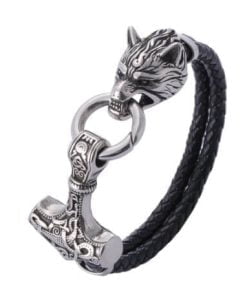 Stainless Steel Wolf Head Norse Viking Amulet Thor