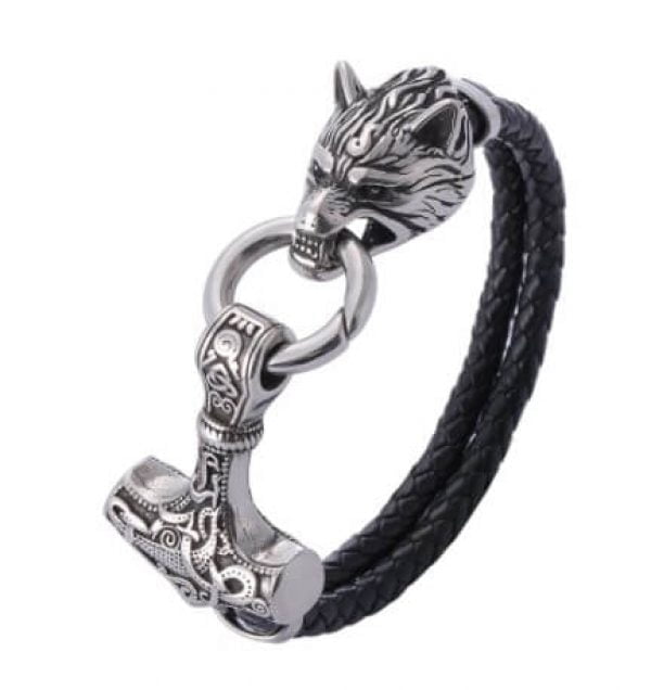 Stainless Steel Wolf Head Norse Viking Amulet Thor