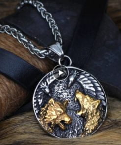 Wolf and raven Viking Nordic Viking Necklace