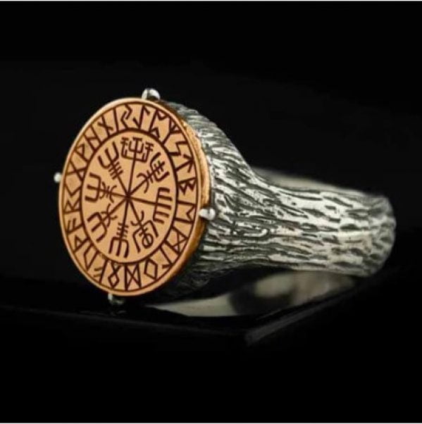 Viking ring Gothic style Northern mythological compass