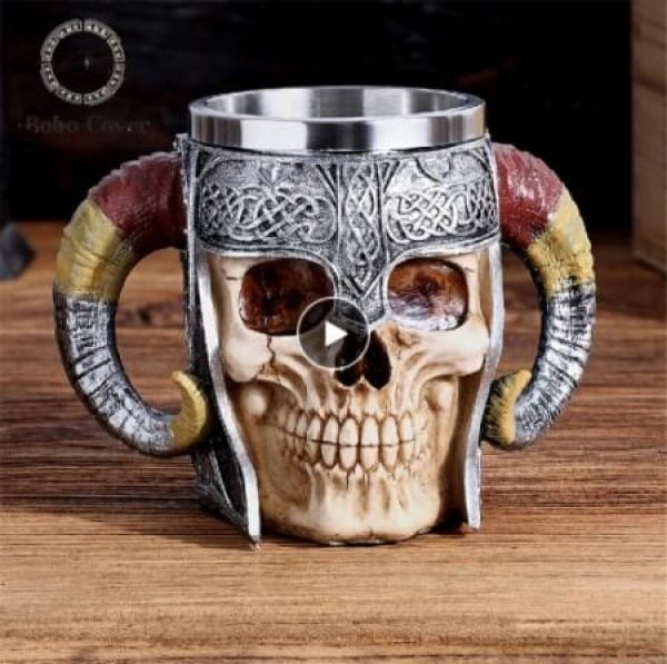 Stainless Steel Skull Beer Mug Vikings Pirate Tankard