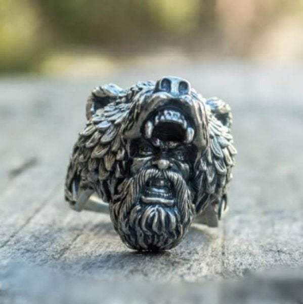 Domineering Viking bear warrior men's ring