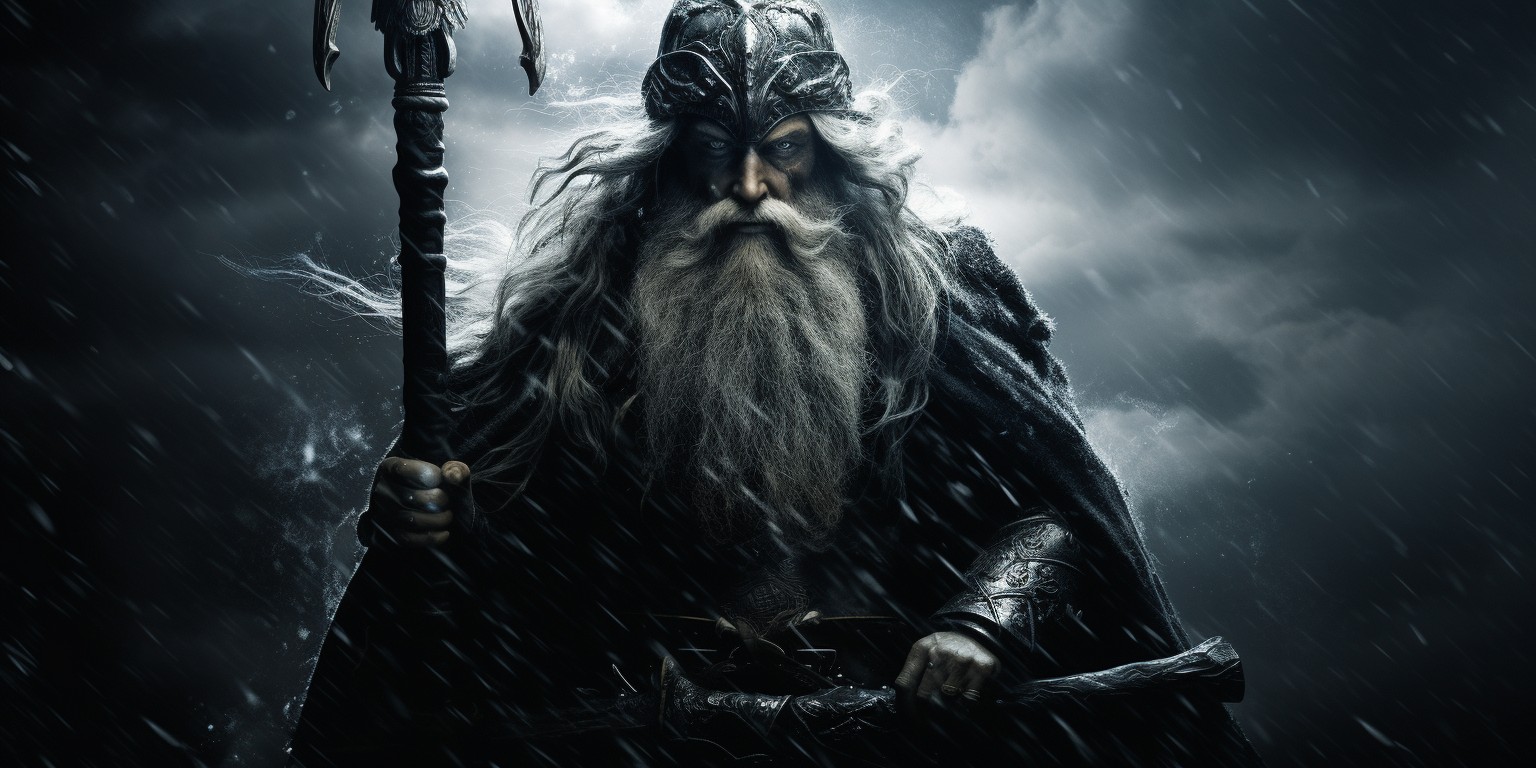 HD wallpaper: Norse God Odin wallpaper, painting, Vikings, Gungnir