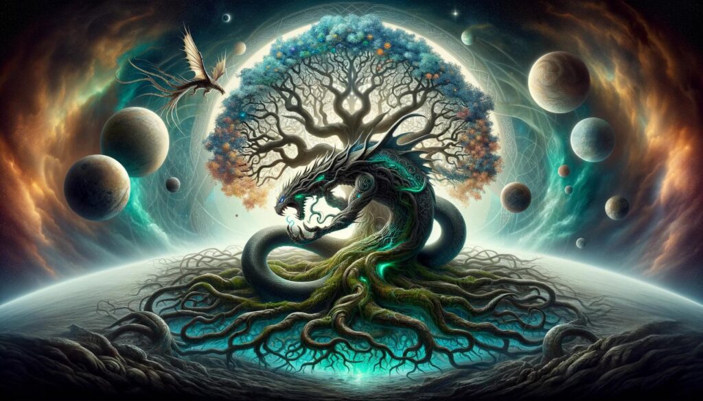 The Cosmic Balance: Nidhogg and the World Tree